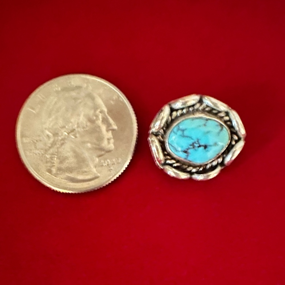 Vintage Small Turquoise Pin with Black Veining